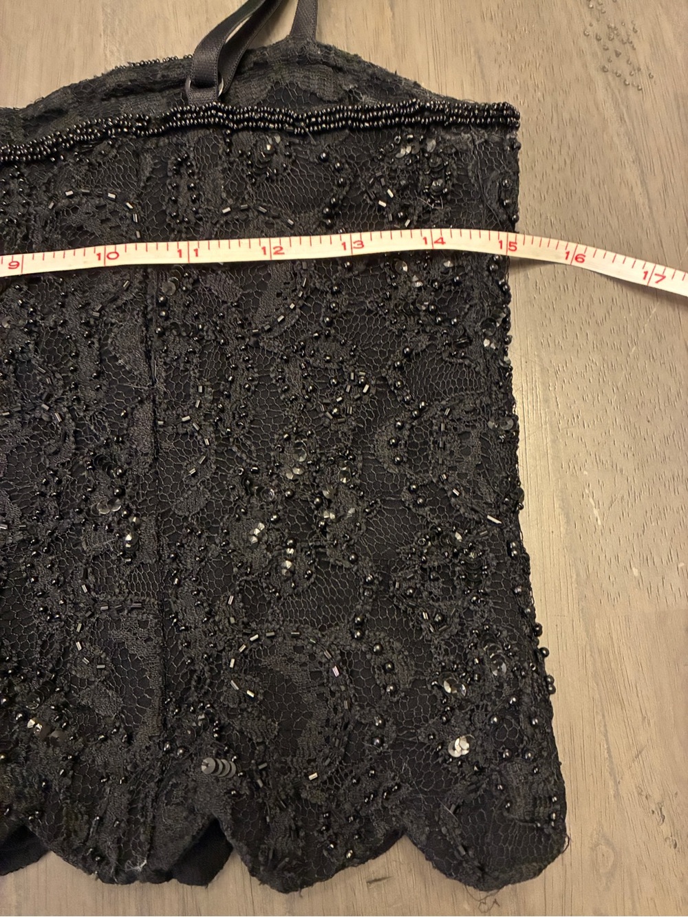 Black Beaded Corset top 6P
Black Lace, Scalloped bottom by INC. - Picture 8 of 10